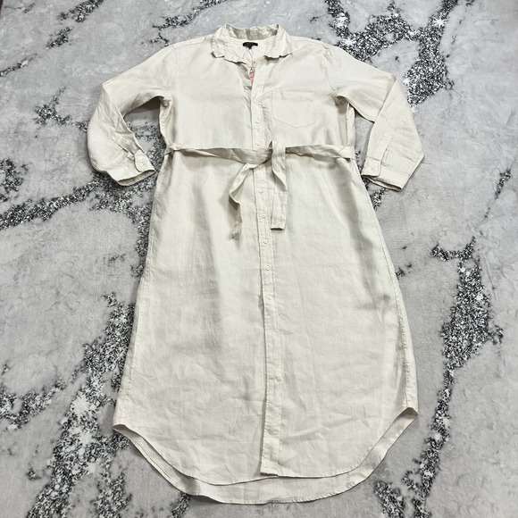 Quince Dresses & Skirts - Quince Linen Shirt Dress Womens XL Button Front Tie Waist Long Sleeve NWT